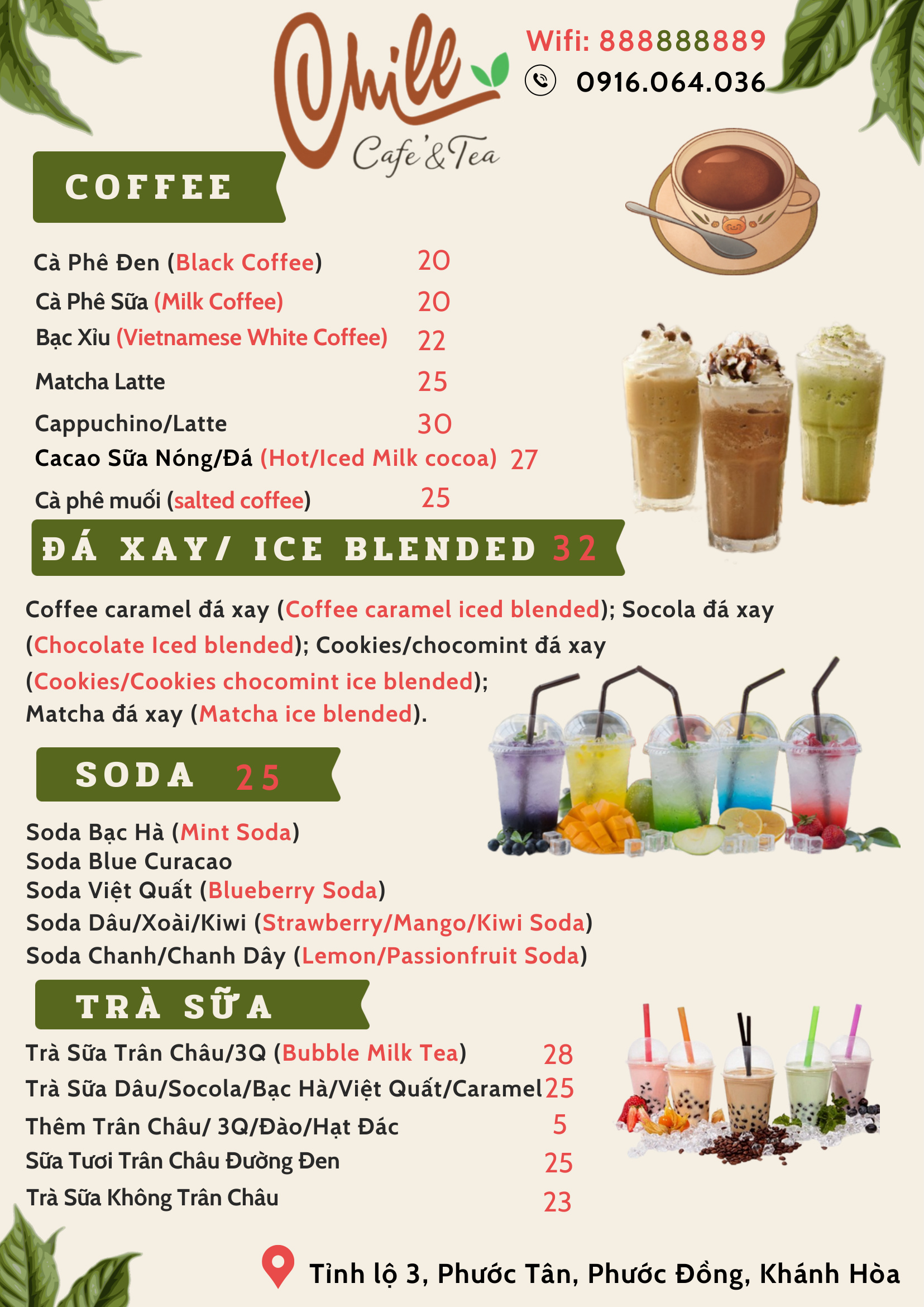 Menu Chill Cafe - Smoothie, Juice, Soda